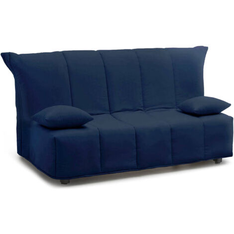 Talamo Italia Divano Letto Alisee, Divano a 2 posti, 100% Made in Italy, Sofà Soggiorno con apertura a carrello con apertura a carrello, in tessuto imbottito, con cuscini inclusi, Cm 125x90h85, Blu, c