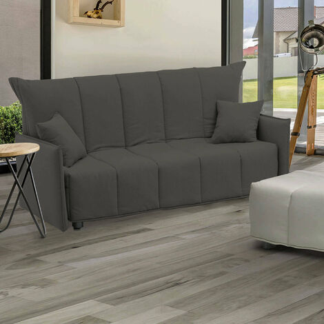 Divano letto penisola con pouf scorrevole estraibile e schienale alto -  Mod. TOSCANA 266 x 160 cm