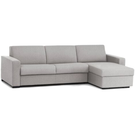 Talamo Italia - Divano letto con penisola Aika, Sofà con penisola contenitore reversibile, Braccioli standard, 100% Made in Italy, Cm 280x95h90, Grigio