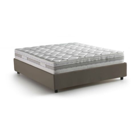 Talamo Italia Doppelbett Alessia, Containerbett mit Kunstlederbezug, 100% Made in Italy, Frontöffnung, mit Matratze Cm 140x200 enthalten, Turteltaube