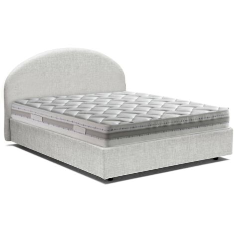 Talamo Italia Doppelbett Aurora, Containerbett mit Stoffbespannung, 100% Made in Italy, Frontöffnung, inklusive Matratze Cm 160x200, Weiß