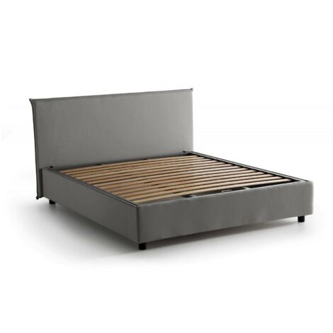 Talamo Italia Doppelbett Berenice, Containerbett mit Stoffbespannung, 100% Made in Italy, Frontöffnung, passend für Matratze Cm 140x200, Grau