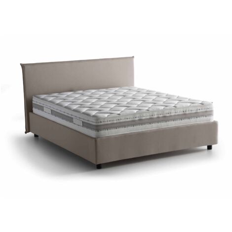 Talamo Italia Doppelbett Bibiana, Containerbett mit Stoffbespannung, 100% Made in Italy, Frontöffnung, inklusive Matratze Cm 160x190, Turteltaube