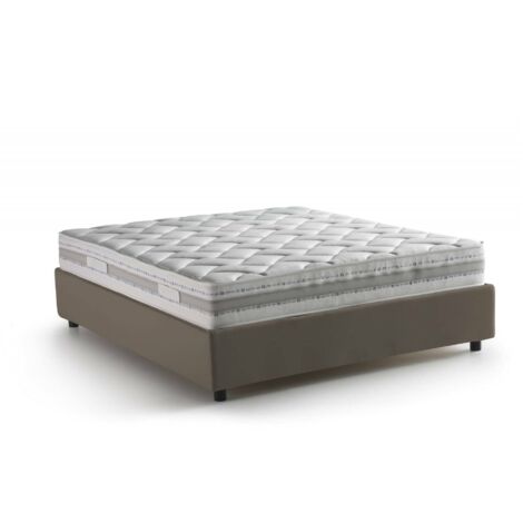 Talamo Italia Doppelbett Carlotta, Containerbett mit Kunstlederbezug, 100% Made in Italy, Frontöffnung, inklusive Matratze Cm 160x200, Turteltaube