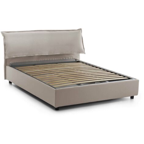Talamo Italia Doppelbett Cloe, Containerbett mit abnehmbarem Bezug mit gepolstertem Kopfteil und Bettrahmen, 100% Made in Italy, passend für Matratze Cm 160x200, Turteltaube
