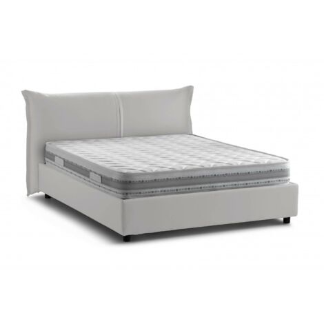 Talamo Italia Doppelbett Cloide, Containerbett mit Stoffbespannung, 100% Made in Italy, Frontöffnung, inklusive Matratze 160 x 200 cm, Weiß