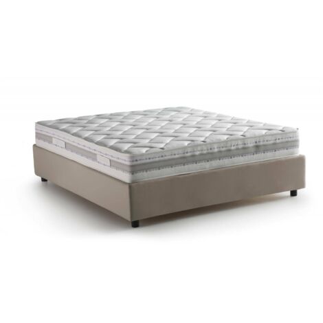 Talamo Italia Doppelbett Dana, Containerbett mit Stoffbespannung, 100% Made in Italy, Frontöffnung, inklusive Matratze 160x190 cm, Turteltaube