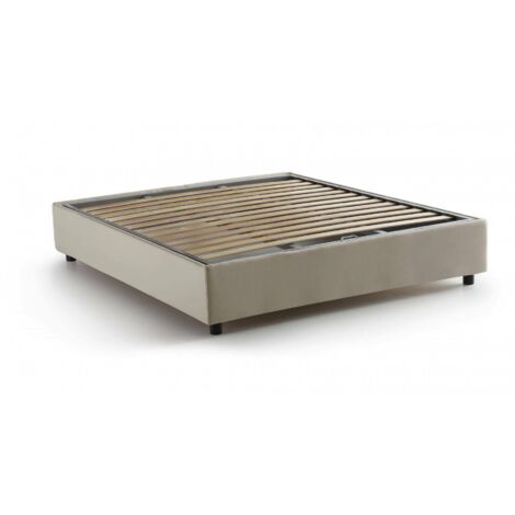 Talamo Italia Doppelbett Elisa, Containerbett mit Stoffbespannung, 100% Made in Italy, Frontöffnung, passend für Matratze 160x190 cm, Beige