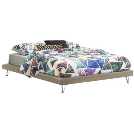 Talamo Italia Doppelbett Isabella, Festes Bett aus Stoff mit Füßen, 100% Made in Italy, passend für Matratze 160x190 cm, Beige,