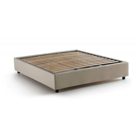 Talamo Italia Doppelbett Maria, Containerbett mit Stoffbespannung, 100% Made in Italy, Frontöffnung, passend für Matratze Cm 160x200, Beige