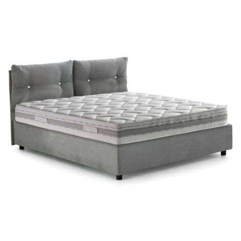 Talamo Italia Doppelbett Petra, Containerbett mit Stoffbespannung, 100% Made in Italy, Frontöffnung, inklusive Matratze Cm 160x200, Grau