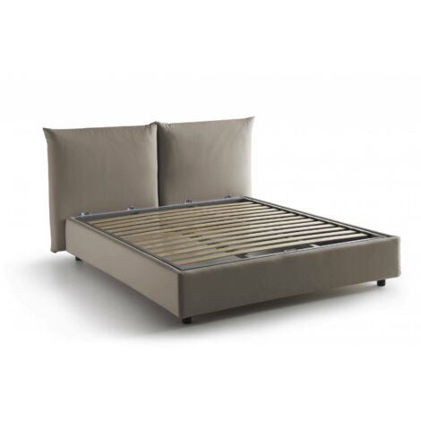 Talamo Italia Doppelbett Tiziana, Containerbett mit Stoffbespannung, 100% Made in Italy, Frontöffnung, passend für Matratze 160x190 cm, Turteltaube