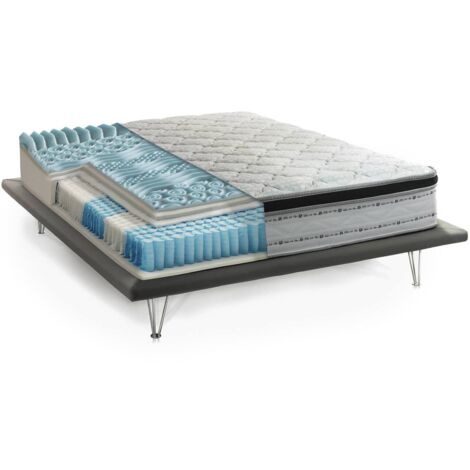Talamo Italia Doppelmatratze Porzia, Abnehmbarer Bezug aus Memory Foam+Gel und Taschenfedern, 100% Made in Italy, Anti-Milbe und hypoallergen, Cm 160x200 h27