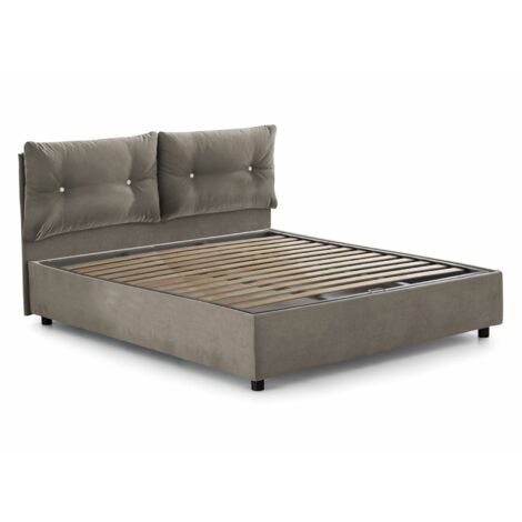 Talamo Italia Einzelbett Adelaide, Containerbett mit Stoffbespannung, 100% Made in Italy, Frontöffnung, passend für Matratze 80x190 cm, Turteltaube