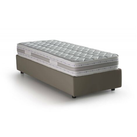 Talamo Italia Einzelbett Alessandra, Containerbett mit Kunstlederbezug, 100% Made in Italy, Frontöffnung, mit Matratze Cm 90x190 enthalten, Turteltaube