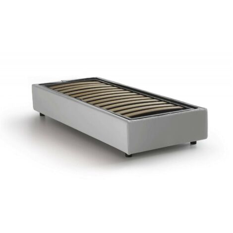 Talamo Italia Einzelbett Diletta, Containerbett mit Kunstlederbezug, 100% Made in Italy, Seitliche Öffnung, passend für Matratze 80x190 cm, Weiß