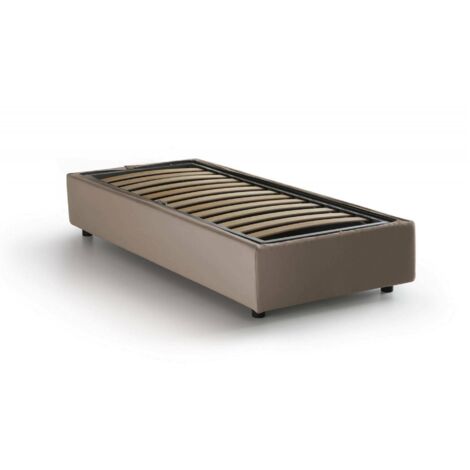 Talamo Italia Einzelbett Melissa, Containerbett mit Stoffbespannung, 100% Made in Italy, Seitliche Öffnung, passend für Matratze 80x190 cm, Turteltaube