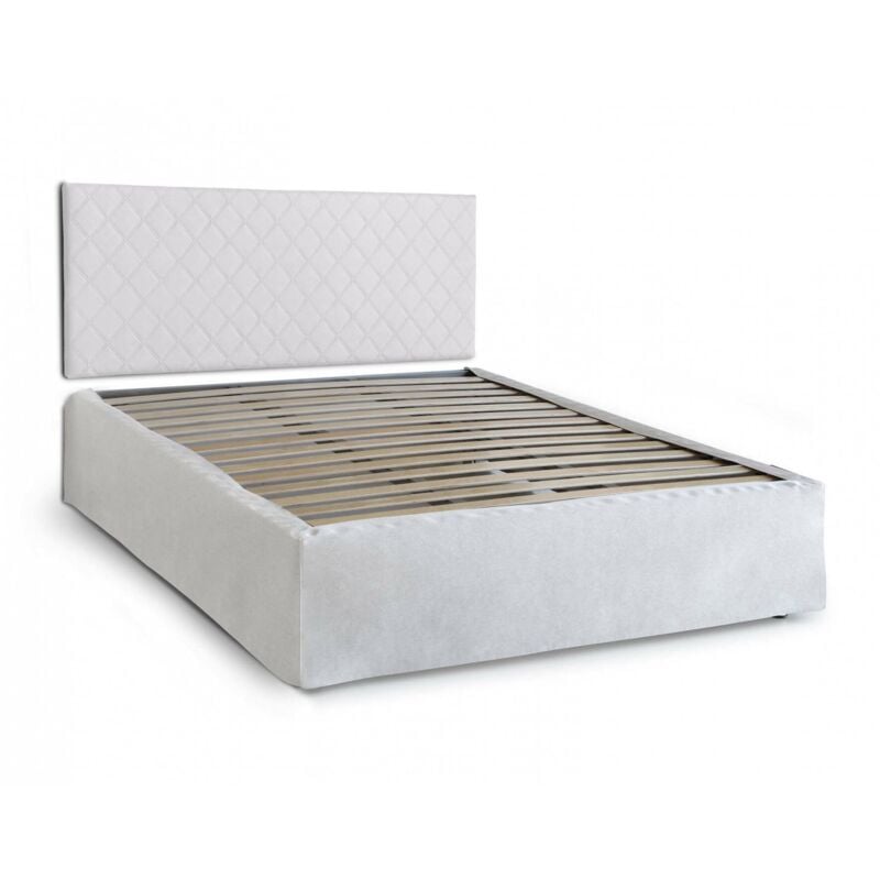 Talamo Italia Lit double Clementina, Tête de lit en similicuir avec base orthopédique et cantonnière, 100% Made in Italy, convient pour un matelas