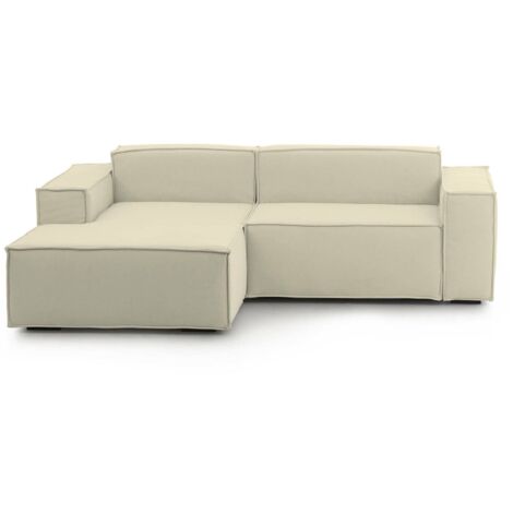 Talamo Italia Festes Sofa Daniela, Großes modulares 2-Sitzer-Sofa mit linker Halbinsel, 100% Made in Italy, Modernes Sofa aus Stoff, Cm 240x170h70, Beige