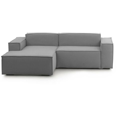 Talamo Italia Festes Sofa Daniela, Großes modulares 2-Sitzer-Sofa mit linker Halbinsel, 100% Made in Italy, Modernes Sofa aus Stoff, Cm 240x170h70, Grau