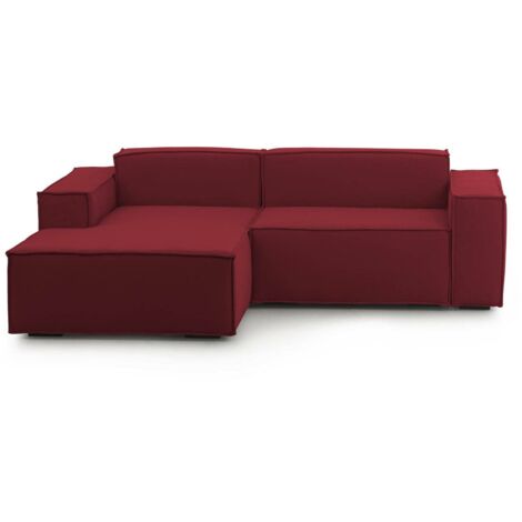 Talamo Italia Festes Sofa Daniela, Großes modulares 2-Sitzer-Sofa mit linker Halbinsel, 100% Made in Italy, Modernes Sofa aus Stoff, Cm 240x170h70, Rot