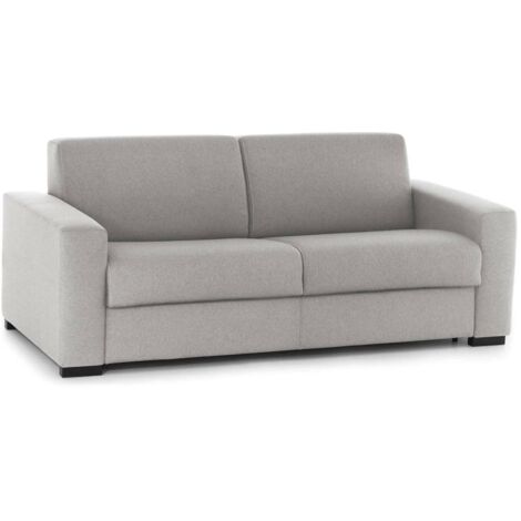 Talamo Italia Festes Sofa Elizabeth, 3-Sitzer-Sofa, 100% Made in Italy, Wohnzimmersofa aus gepolstertem Stoff, mit Standard-Armlehnen, Cm 220x95h90, Grau