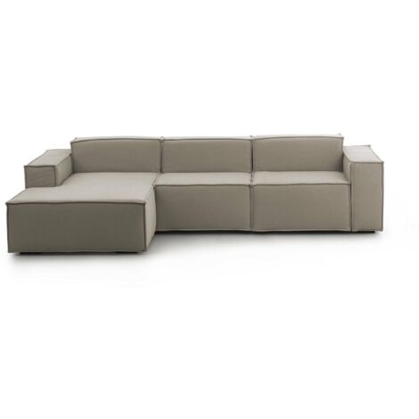 Talamo Italia Festes Sofa Jessica, Modulares 3-Sitzer-Sofa mit linker Halbinsel, 100% Made in Italy, Modernes Sofa aus Stoff, Cm 300x170h70, Turteltaube