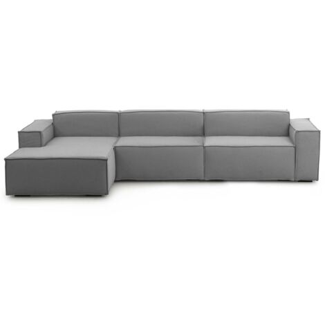 Talamo Italia Festes Sofa Licia, Modulares 4-Sitzer-Sofa mit linker Halbinsel, 100% Made in Italy, Modernes Sofa aus Stoff, Cm 340x170h70, Grau