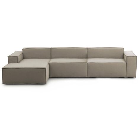 Talamo Italia Festes Sofa Licia, Modulares 4-Sitzer-Sofa mit linker Halbinsel, 100% Made in Italy, Modernes Sofa aus Stoff, Cm 340x170h70, Turteltaube