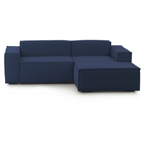 Talamo Italia Festes Sofa Lidia, Großes modulares 2-Sitzer-Sofa mit rechter Halbinsel, 100% Made in Italy, Modernes Sofa aus Stoff, Cm 240x170h70, Blau