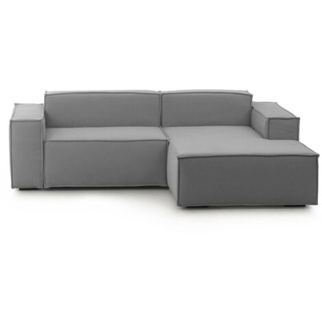 Talamo Italia Festes Sofa Lidia, Großes modulares 2-Sitzer-Sofa mit rechter Halbinsel, 100% Made in Italy, Modernes Sofa aus Stoff, Cm 240x170h70, Grau