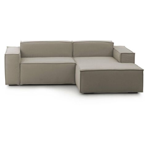 Talamo Italia Festes Sofa Lidia, Großes modulares 2-Sitzer-Sofa mit rechter Halbinsel, 100% Made in Italy, Modernes Sofa aus Stoff, Cm 240x170h70, Turteltaube