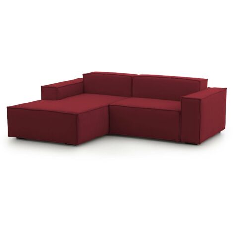 Talamo Italia Festes Sofa Nadia, Modulares 2-Sitzer-Sofa mit linker Halbinsel, 100% Made in Italy, Modernes Sofa aus Stoff, Cm 220x170h70, Rot