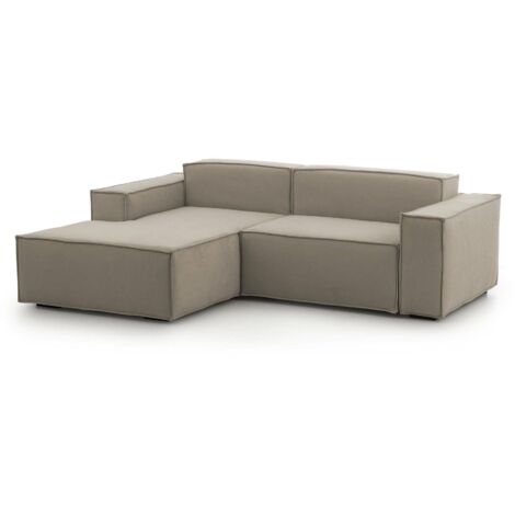 Talamo Italia Festes Sofa Nadia, Modulares 2-Sitzer-Sofa mit linker Halbinsel, 100% Made in Italy, Modernes Sofa aus Stoff, Cm 220x170h70, Turteltaube
