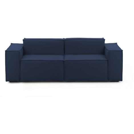 Talamo Italia Festes Sofa Paola, Lineares modulares 2-Sitzer-Sofa, 100% Made in Italy, Modernes Wohnzimmersofa aus Stoff, Cm 220x95h70, Blau