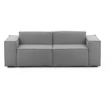 Talamo Italia Festes Sofa Paola, Lineares modulares 2-Sitzer-Sofa, 100% Made in Italy, Modernes Wohnzimmersofa aus Stoff, Cm 220x95h70, Grau