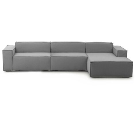 Talamo Italia Festes Sofa Raffaella, Modulares 4-Sitzer-Sofa mit rechter Halbinsel, 100% Made in Italy, Modernes Sofa aus Stoff, Cm 340x170h70, Grau
