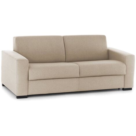 Talamo Italia Festes Sofa Selene, 2-Sitzer-Sofa, 100% Made in Italy, Sofa-Wohnzimmer, aus gepolstertem Stoff, mit schmalen Armlehnen, Cm 160x95h90, Beige