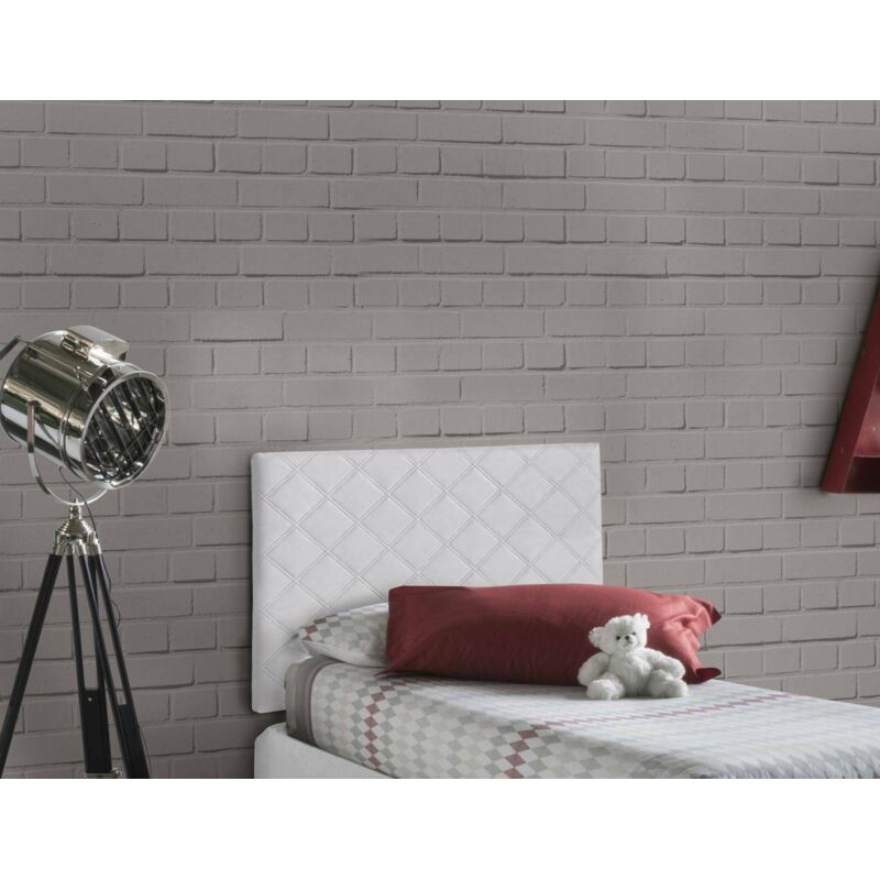 Talamo Italia - Tête de lit Cleziana, Tête de lit en simili cuir au mur, 100% Made in Italy, adapté pour lit simple, Cm 90x60, Blanc, avec emballage