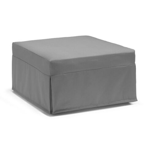 Talamo Italia Klappbett Ancilla, Puff umwandelbar in Einzelbett, 100% Made in Italy, Sitzpuff aus Stoff fürs Wohnzimmer, Cm 80x80h45, Grau