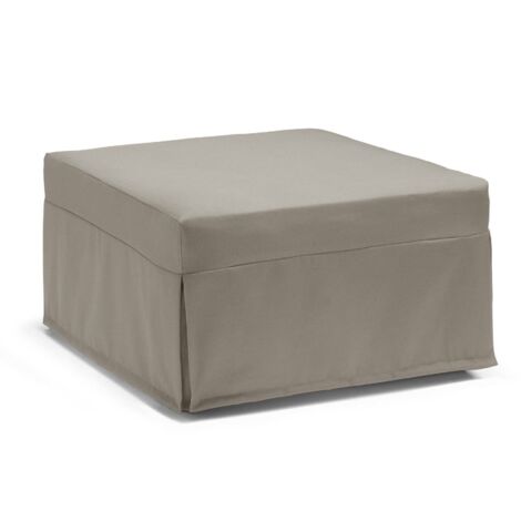 Talamo Italia Klappbett Ancilla, Puff umwandelbar in Einzelbett, 100% Made in Italy, Sitzpuff aus Stoff fürs Wohnzimmer, Cm 80x80h45, Turteltaube