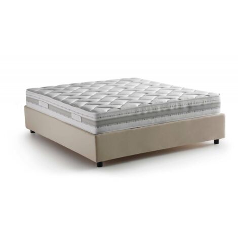 Talamo Italia - Letto alla francese Arto, Letto contenitore in tessuto, Apertura frontale, Materasso Cm 140x190 incluso, 100% Made in Italy, Beige