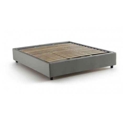 Talamo Italia - Letto alla francese Attilino, Letto contenitore in tessuto, Apertura frontale, adatto per materasso Cm 140x190, 100% Made in Italy, Grigio