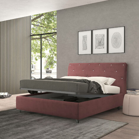 Letto Contenitore Testiera Imbottita con Bottoni in Ecopelle Trento IVA  Applicata 22% Dimensioni 160 x 190