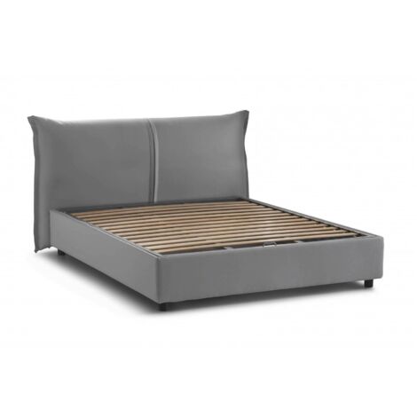 Talamo Italia - Letto matrimoniale Abarat, Letto contenitore con rivestimento in tessuto, 100% Made in Italy, Apertura frontale, adatto per materasso Cm 160x200, Grigio