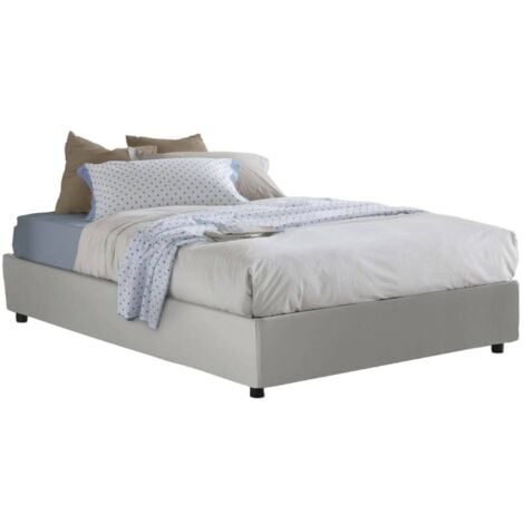 Talamo Italia - Letto matrimoniale Abul, Letto contenitore con rivestimento in ecopelle, 100% Made in Italy, Apertura frontale, adatto per materasso Cm 160x190, Bianco