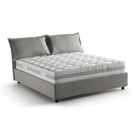 Talamo Italia - Letto matrimoniale Amelinda, Letto contenitore con rivestimento in tessuto, 100% Made in Italy, Apertura frontale, con materasso Cm 160x190 incluso, Grigio