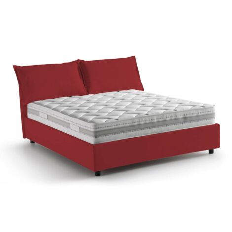 Talamo Italia - Letto matrimoniale Amy, Letto contenitore con rivestimento in tessuto, 100% Made in Italy, Apertura frontale, con materasso Cm 160x200 incluso, Rosso