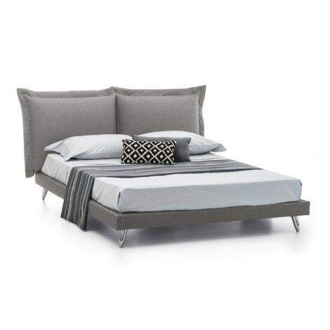 Talamo Italia - Letto matrimoniale Anatoly, Letto fisso in tessuto con piedini, 100% Made in Italy, adatto per materasso 160x190 cm, Grigio