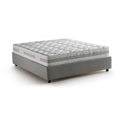 Talamo Italia - Letto matrimoniale Apel, Letto contenitore con rivestimento in tessuto, 100% Made in Italy, Apertura frontale, con materasso Cm 160x190 incluso, Grigio